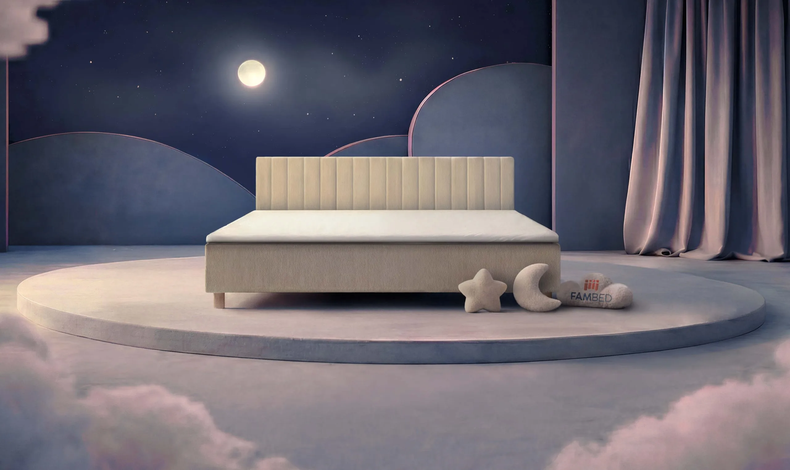 Letto familiare FAMBED® largo 240 cm, visto di tre quarti dal davanti
