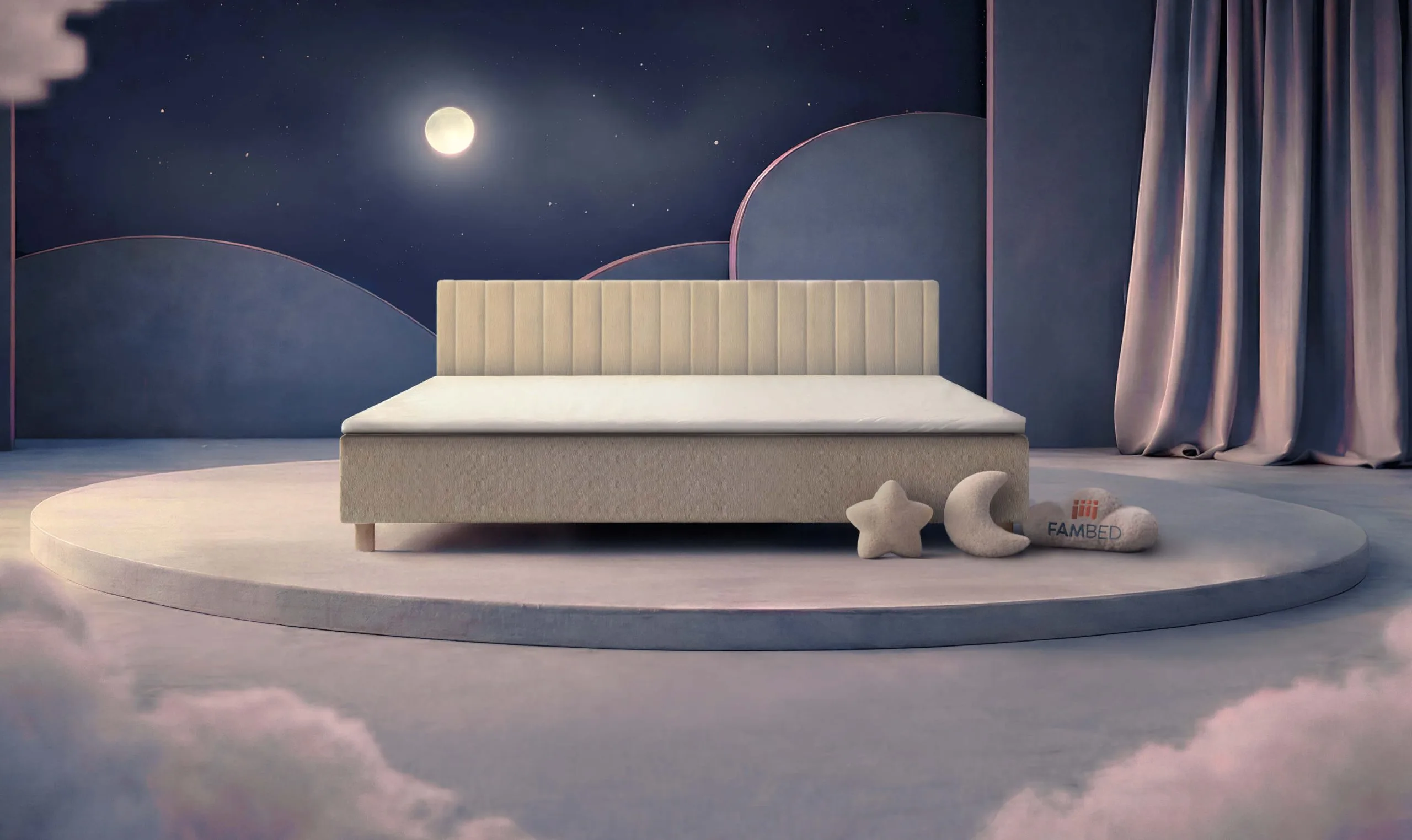 Letto familiare FAMBED® largo 260 cm, visto di tre quarti dal davanti