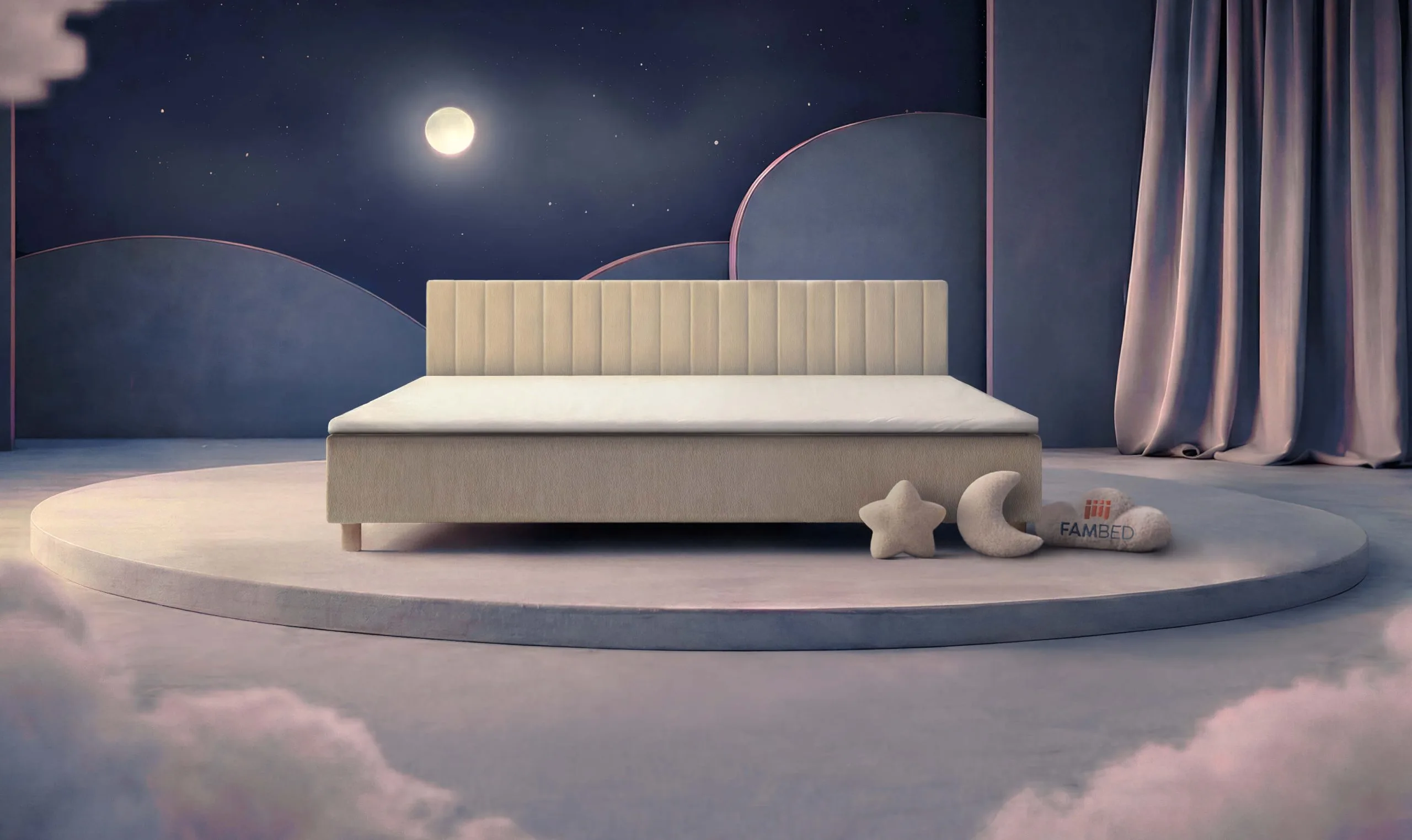 Letto familiare FAMBED® largo 270 cm, visto di tre quarti dal davanti