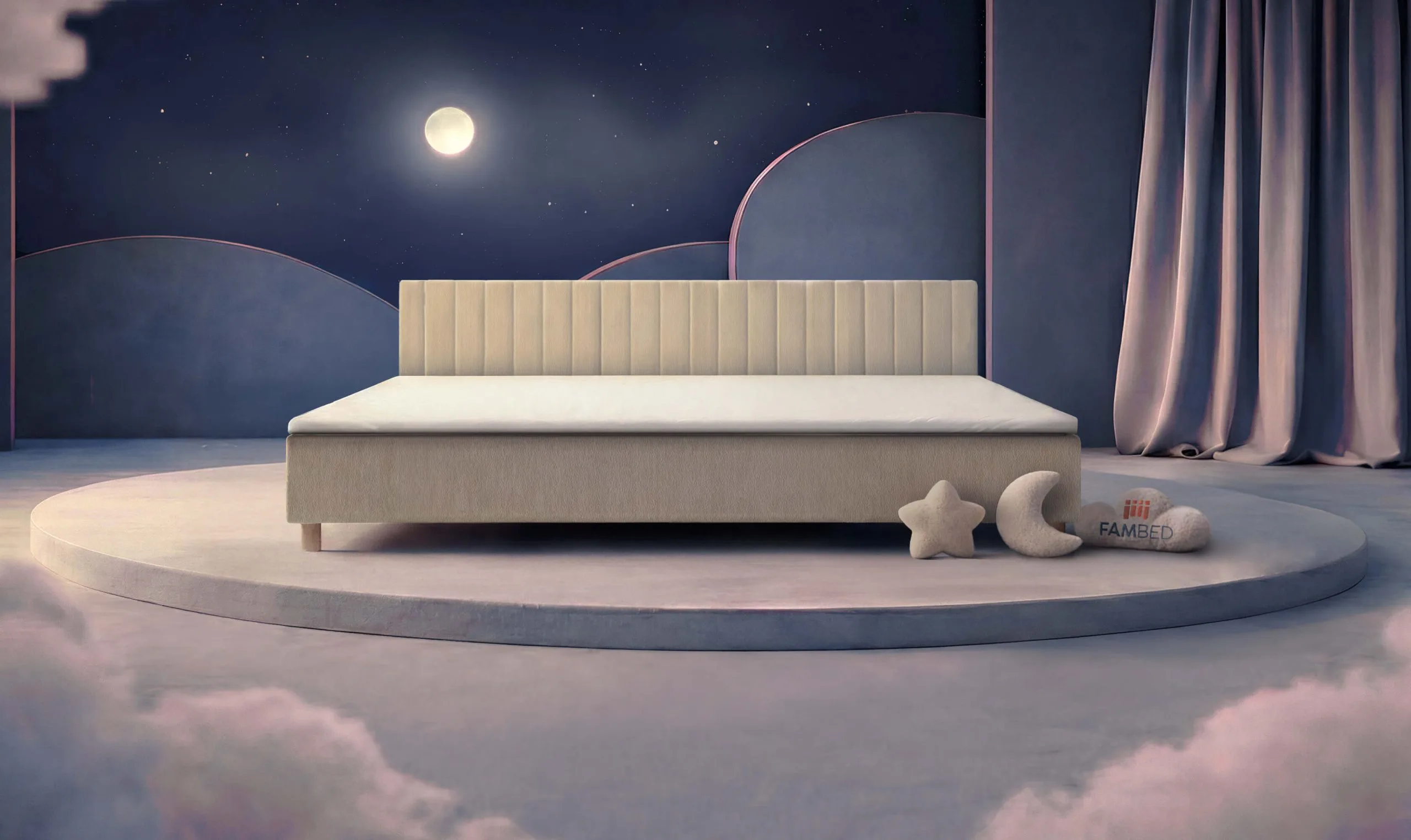 Letto familiare FAMBED® largo 300 cm, visto di tre quarti dal davanti